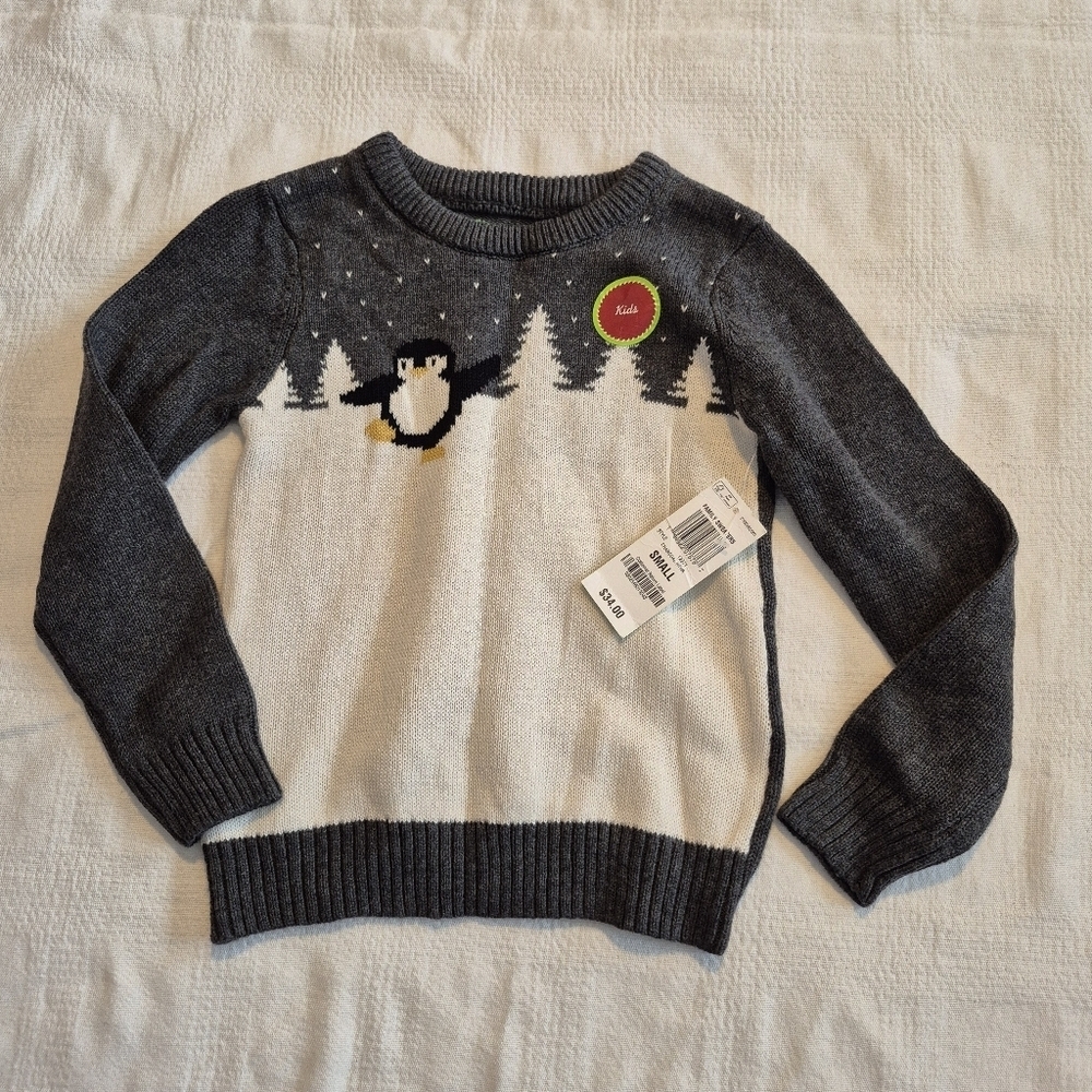 Holiday Arcade boys size Small 5/6 penguin long sleeve knit sweater NEW